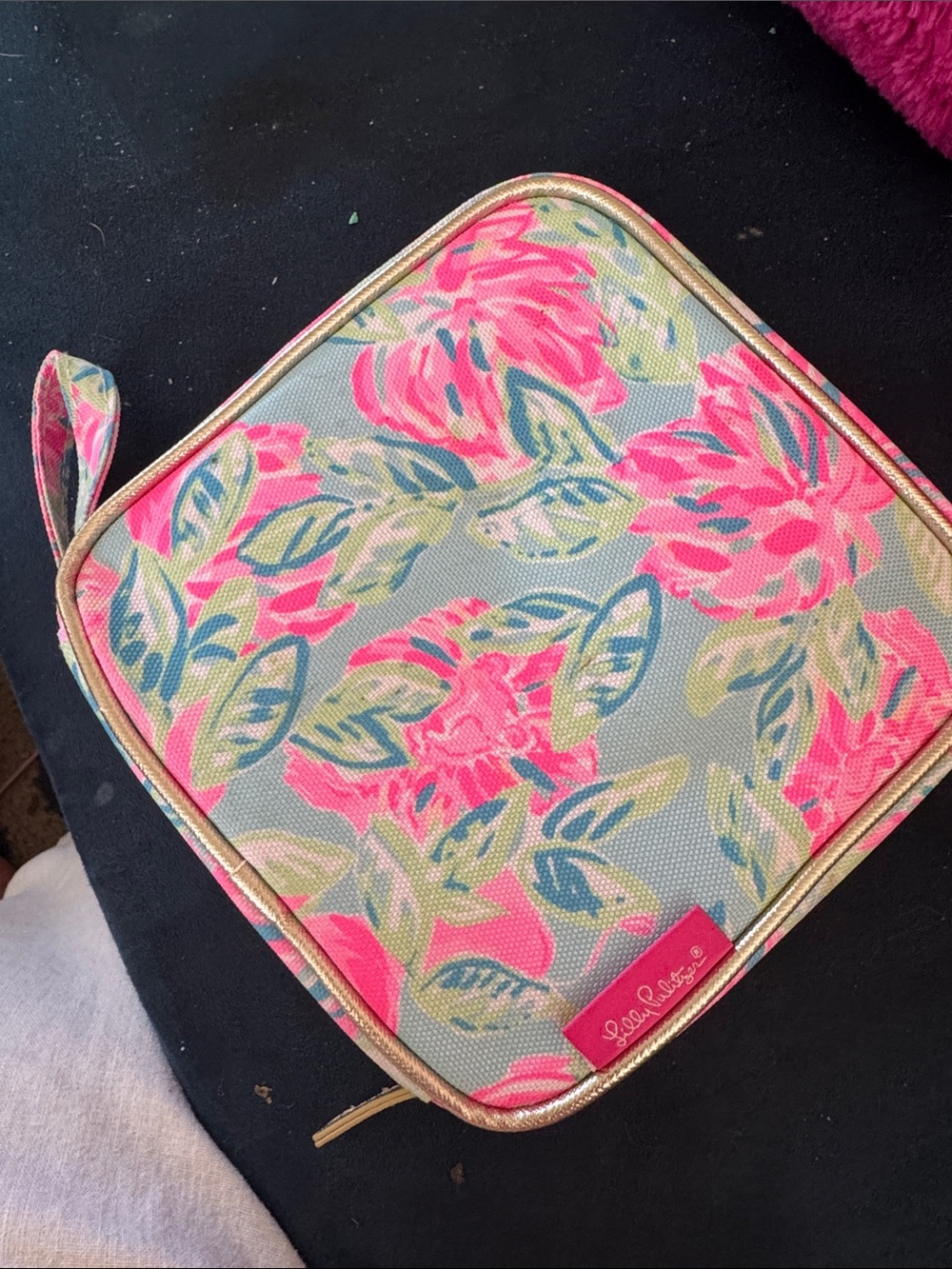 Lilly Pulitzer Pink, Blue & Green Floral Zip Cord organizer Case